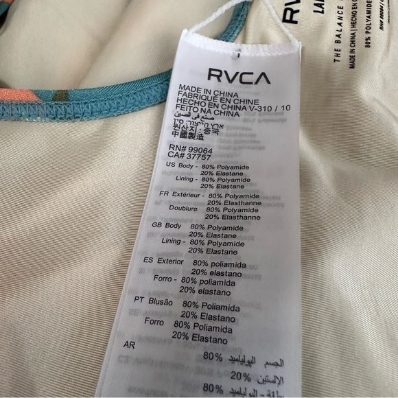 RVCA South Swell Pelletier One Piece Swimsuit Sz L NWT - Picture 10 of 14